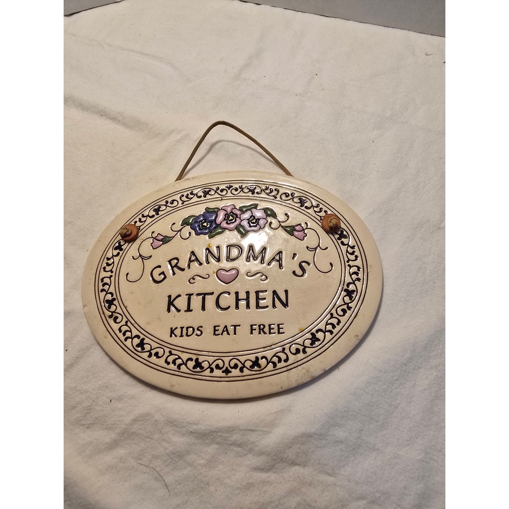Trinity Pottery Grandmas Kitchen Kids Eat Free Ceramic Wall Sign /0571